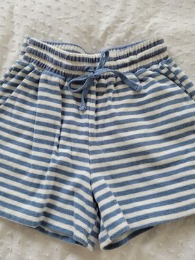 Ya Los Angeles Blue and White Striped High Waist Shorts